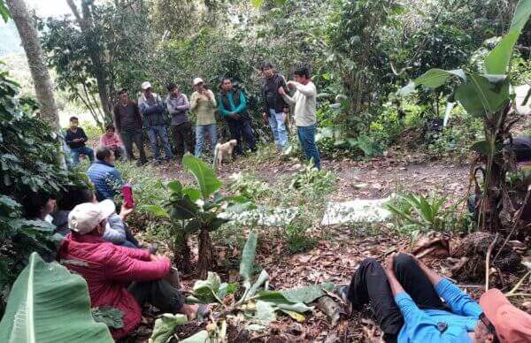 Huadquiña cooperative meeting in the forest
